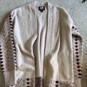 Frye Beige and Burgundy Cardigan Sweater